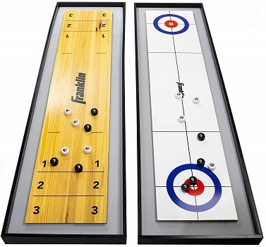 Franklin Sports 45″ 2 in 1 Shuffleboard Table and Curling Set